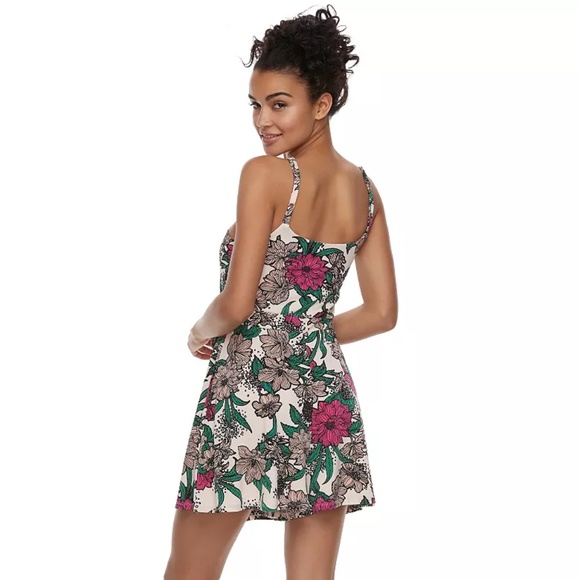 Candie's | Y2K: Multicolored Pink Flirty Floral Strap Wrap Romper Dress, Size M - Picture 3 of 14